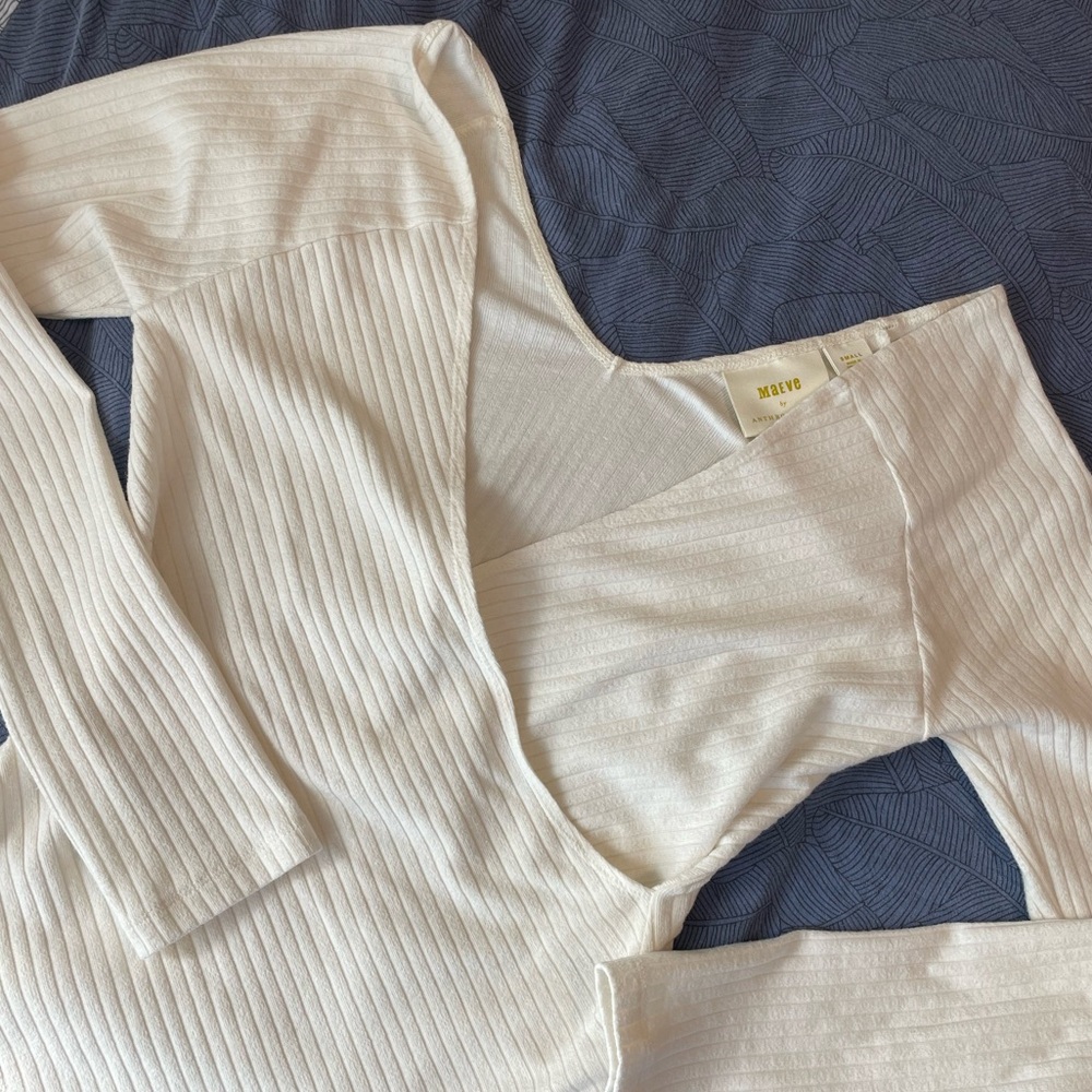 Maeve by Anthropology White Wrap Top